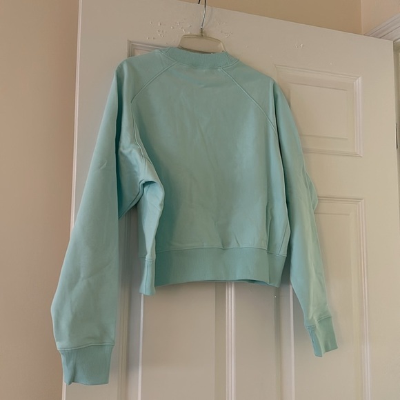THAKOON Crewneck Cotton Sweatshirt w side Panels (S) Light Blue / Mint BNWT - Picture 6 of 7